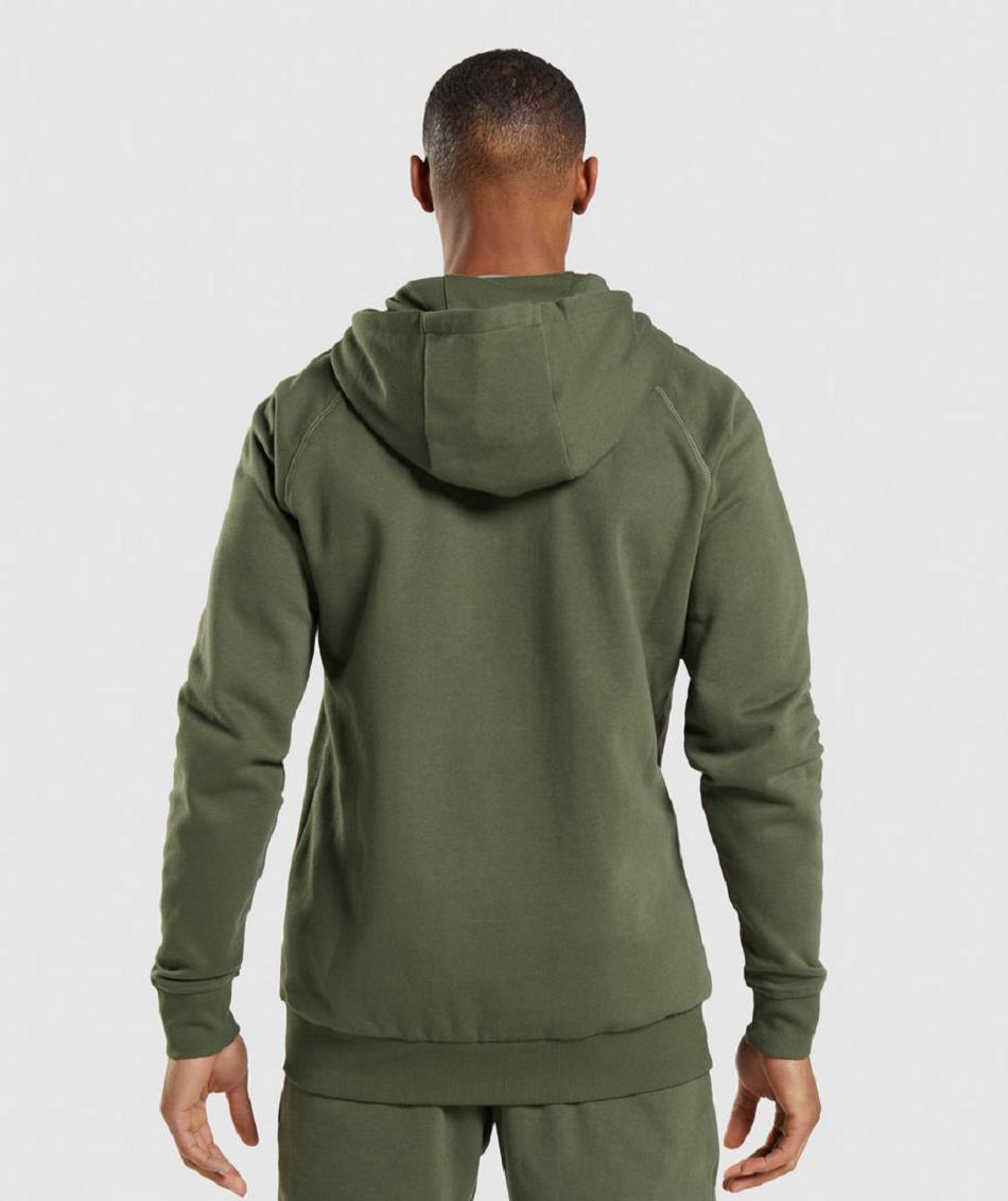 Sudadera Con Capucha Gymshark Crest Zip Up Hombre Verde Oliva | CO 3599NWY